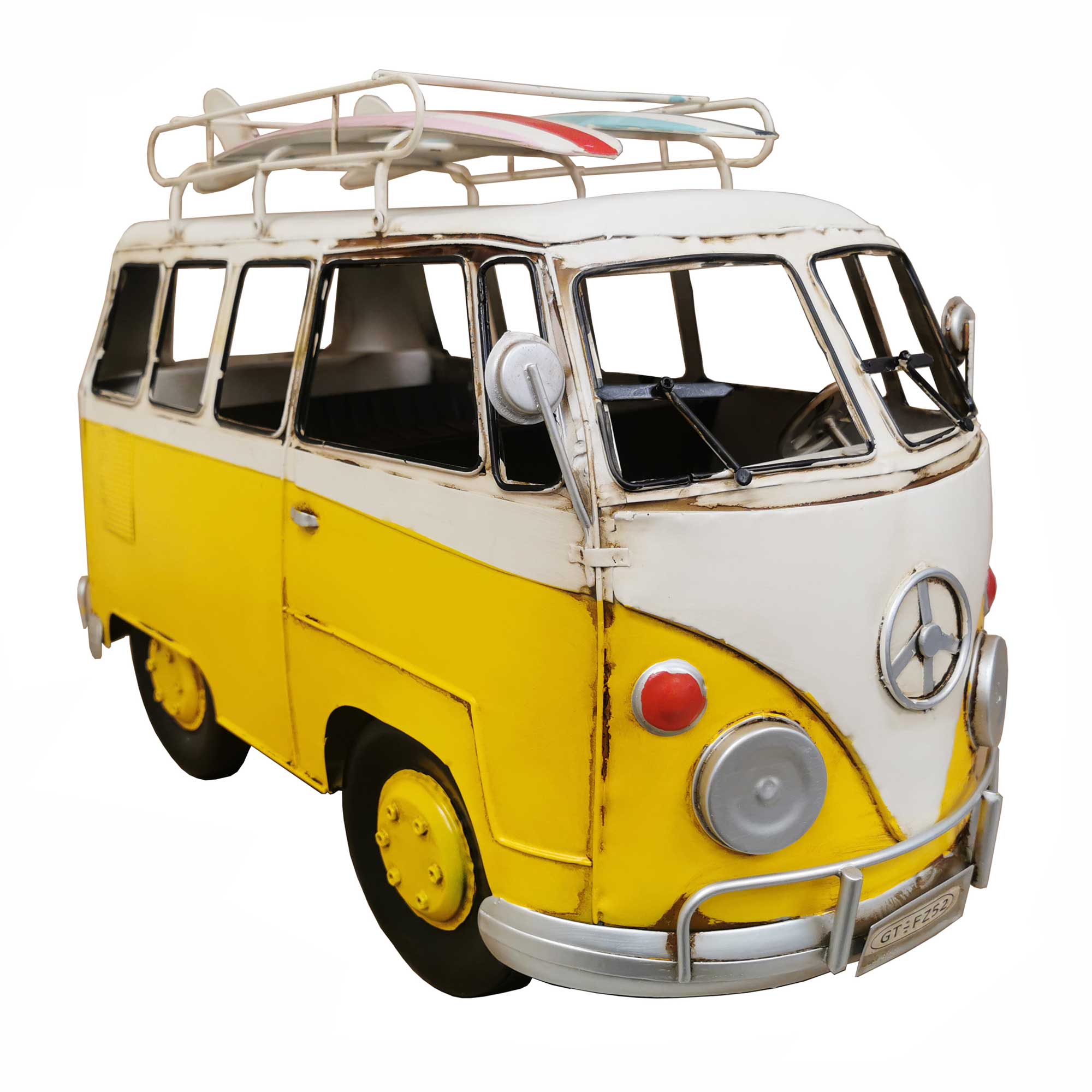 Oversized Vintage Yellow VW Bus Metal Model | Boxman